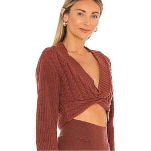 Free People Emilie Cherry Cola Twist Sweater $168